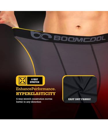 Buy Boomcool Men's Compression Pants - XXL Black/Gray Running Trousers with Pockets for Fitness Gym Yoga & Cycling | International Shipping Available - Buy Online on SooperMarket.com
