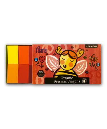 FILANA (12 Block Crayons) Organic Beeswax Block Crayons  Natural  Non Toxic  Handmade in the US  No Paraffin or Petroleum Waxes  Rich Colors  Glide Easily