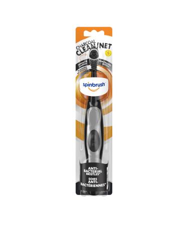 Spinbrush Charcoal Clean Battery-Powered Electric Toothbrush Adult Charcoal-Infused Soft Bristles Duracell Batteries Included