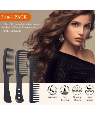 URAQT Hairdressing Combs Set 3 Pack Wide Tooth Combs Heat Resistant Anti-static Carbon Hair Brush Hair Comb for Long Wet or Curly Hair Detangling Wide Tooth Comb Set - Buy Online on SooperMarket.com