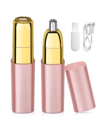 Facial Hair Remover for Women Face Shaver Facial Hair Removal Mini-Sized Design for Portability Efficient Hair Removal for Fuzz Lips Arms 2 in 1 Eyebrow Trimmer and Bikini Shaver Waterproof Painless Mini 2in1