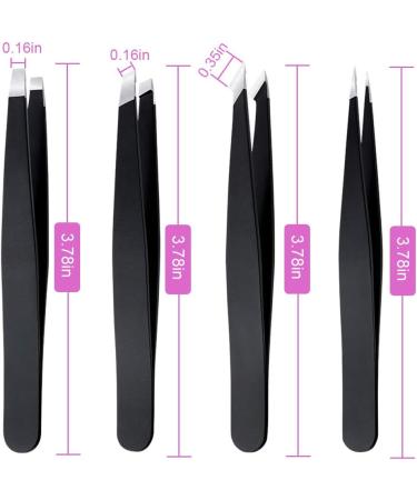 Stainless Steel Eyebrow Tweezer Set - Precision Tool for Facial Hair, Ingrown Hair, Blackheads & Tick Removal - Buy Online on SooperMarket.com