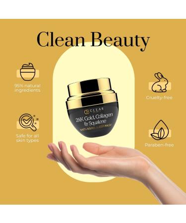 Clear Beauty 24K Gold Collagen & Squalene Daily Face Moisturizer - Hydrating, Firming & Brightening Anti-Aging Cream - Buy Online on SooperMarket.com