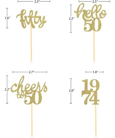 24 Pcs Glitter 50th Birthday Cupcake Toppers for Celebrating Fifty Years Old Birthday Party Decorations (Gold) - Buy Online on SooperMarket.com