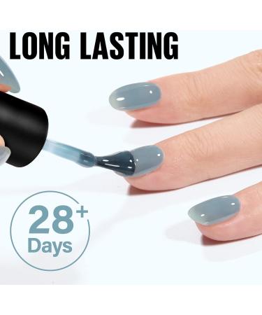 TOMICCA Grey Blue Jelly Gel Nail Polish - Sheer Teal Color, Quick Dry & Soak Off U V Gel Nails for DIY Nail Art - Buy Online on SooperMarket.com