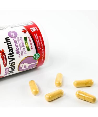 Nutridom Daily Multivitamin for Women over 50 with Beta-carotene Vitamin A D3 E C B K2 Biotin Calcium Magnesium Zinc Iodine Manganese Pottasium Copper Chromium Selenium Molybdenum Lutein Choline L-Methionine Inositol (60 Vegan capsules) - Buy Online on SooperMarket.com