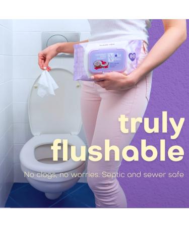Violet Vibes Moisturizing Flushable Bathroom Wet Wipes for Women - Aloe Coconut Rose - 80 ct Pack - Buy Online on SooperMarket.com