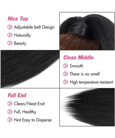 Kinky Straight Ponytail Extension with Bangs for Black Women Yaki Straight Wrap Arpund Pony Tail Hair Clip in Ponytail Extension Magic Paste Natural Looking Hair Hairpiece for Daily Party Use (Black) 20 inches Black - Buy Online on SooperMarket.com
