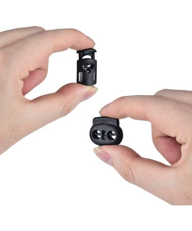 ERKOON 40 PCS Plastic Cord Locks End Spring Stopper Set for Drawstring Bags - Double-Hole and Single-Hole Black Fastener Slider - Buy Online on SooperMarket.com