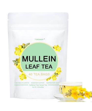 Mullein Leaf Tea Bags - Lungs Cleanse and Respiratory Support  40 Tea Bags  Mullein Herbal Tea for Lung Detox  Caffeine Free Mullein tea 40 bags