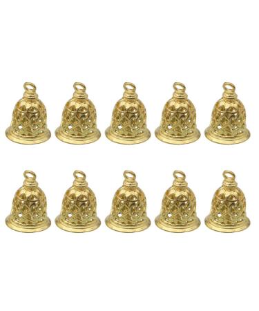 EXCEART 10Pcs Brass Jingle Bells Vintage Wind Chimes Bells Rustic Handicrafts Bells Jewelry Bag Charms Pendants(0.59x0.47Inch)