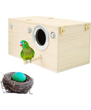Wooden Parrot Breeding Box | Cockatiel Parakeet Nesting Box | Natural Wood Breeding Cage House for Lovebirds Cockatiel Budgie Conure Finch Parakeet Mating Hatching 1Pc - Buy Online on SooperMarket.com
