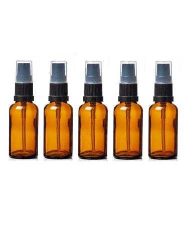 Avalon Cosmetic Packaging 30ml Amber Glass Bottles with Pump - Pack of 5. Empty refillable amber bottles (5pcs) with Black Treatment Pump. Suitable for Sanitising Gels Face Creams Serum Lotion etc.