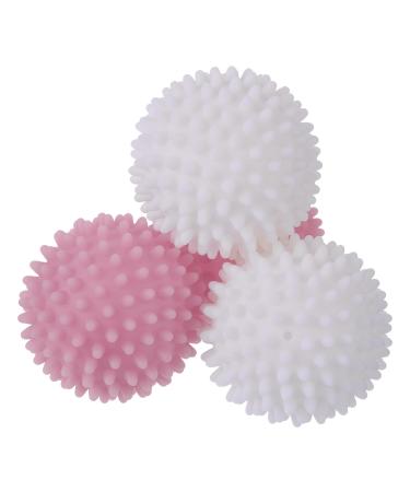 uxcell 4pcs Reusable Laundry Dryer Balls Vinyl Drying Balls for Reduce Wrinkles Static Fabric Softener Reduce Drying Time Save on Energy White and Pink White pink