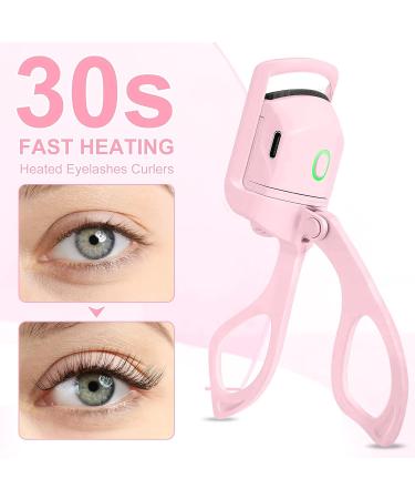 Heated Eyelash Curler Electric - 2 Modes, Quick Heating, Easy Curl, Long Lasting Natural Lashes - Save Makeup Time - Pink - Buy Online on SooperMarket.com