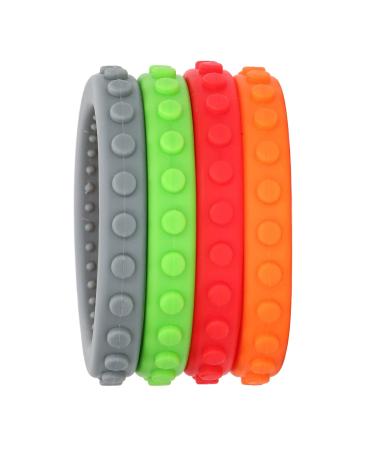 4PC Baby Biting Rings - Silicone Chicken Teething Toys - Red Orange Gray Green - Dishwasher & Fridge Safe - Ideal for Boys & Girls - Buy Online on SooperMarket.com