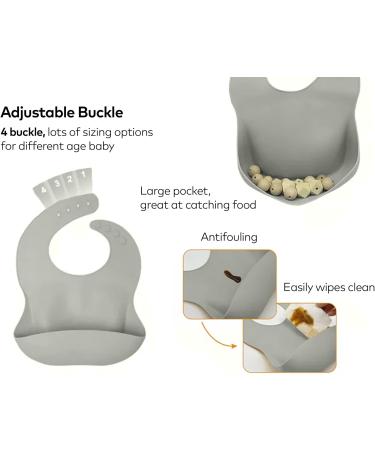SilverStaar Baby Weaning Set - Silicone Suction Plate, Bowl, Spoon, Fork & Bib - Detachable Suction Base Feeding Set for Babies and Toddlers (Grey) - Buy Online on SooperMarket.com