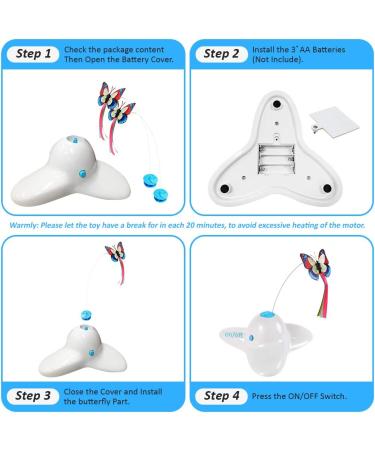 Flurff Interactive Cat Toy Butterfly - Electric Flutter Rotating Kitten Toy for Funny Exercise - Cat Teaser with Replacement White - Shop Now! - Buy Online on SooperMarket.com