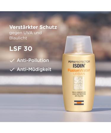 ISDIN Fotoprotector Fusion Water Urban SPF 30 - Ultra-Light Daily Sun Protection (50ml) | Best UV Shield for Urban Environments - Buy Online on SooperMarket.com