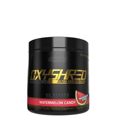 EHPlabs OxyShred Hardcore Thermogenic Pre Workout Shredding Supplement - Promotes Shredding Energy Booster Pre-Workout Mood Booster - Watermelon Candy 40 Servings