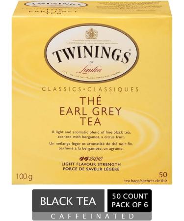 Twinings Classic Earl Grey Individually Wrapped Tea Bags | Caffeinated Black Tea Enhanced with Bergamot Citrus | 50 Count (Pack of 6) Earl Grey 50 Count (Pack of 6) - Buy Online on SooperMarket.com