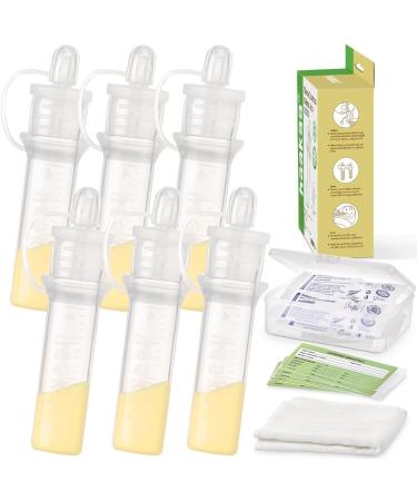 Haakaa Colostrum collector made of silicone with storage case including 1 piece of reusable cotton cloth collector made of 100% high quality silicone BPA-free (2.8 g/4 ml 6 pieces)