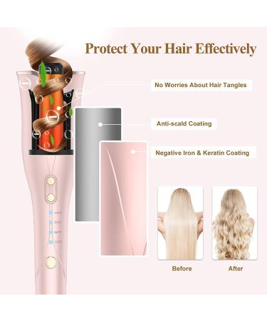 Auto Hair Curler - Automatic Curling Iron Wand with 1 Barrel, 4 Heat Settings, Dual Voltage, Fast Heating - Rose Gold - Buy Online on SooperMarket.com