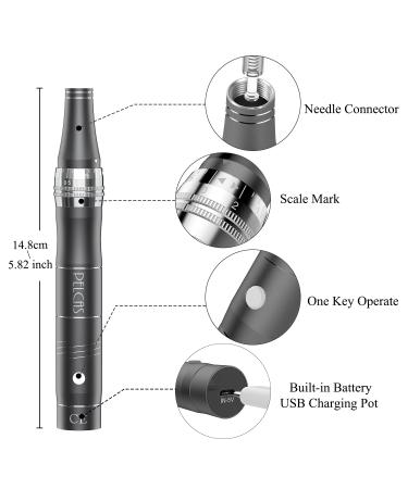 Pelcas Rechargeable Car Derma Micro Needles Roller - Electric Anti-Aging Skin Therapy Pen with 3 Speed Levels 12 Needle Heads for Stretch Marks Acne Scars & Fine Lines - Buy Online on SooperMarket.com