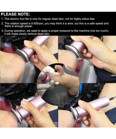 Adjustable Speed Electric Foot Callus Remover with 60 Replacement Sandpaper Discs | Powerful Pedicure Electronic Foot File for Dead Dry Hard Skin Calluses | Pink - Buy Online on SooperMarket.com