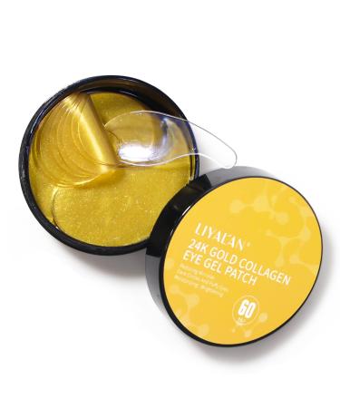LIYALAN 24K Gold Under Eye Patches-60 Pcs Eye Masks for Dark Circles and Puffiness Under Eye Bags Treatment for Women and Man Eye Patch Under Eye Pads