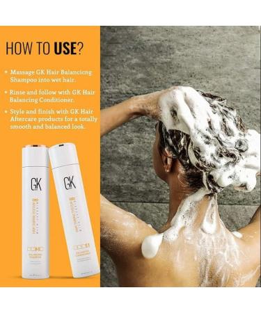 GK Hair Global Keratin Balancing Shampoo Deep Cleansing (300ml/ 10.1 fl. oz) - For Oily Greasy Normal Hair - leaving hair healthy shiny and smooth with Natural Oil Extracts 10.1 Fl Oz - Buy Online on SooperMarket.com