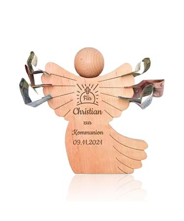 Cimvidi Holzengel with engraving to baptism angel made of wood gift idea for baptism guardian angel with engraving guardian angel wood for money gifts and noble baptismal gift for communion boys girls