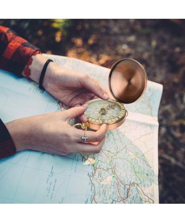 Vintage Pocket Watch Compass | Antique Brass Hinged Lid | Portable Outdoor Navigation for Backpacking Camping & Hiking - Buy Online on SooperMarket.com