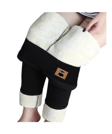 YMUQEIGH Winter Sherpa Fleece Lined Leggings for Women Warm Thermal Pants Slim Fit High Waist Trousers Workout Yoga Leggings Medium Fleece Leggings for Women - 14black