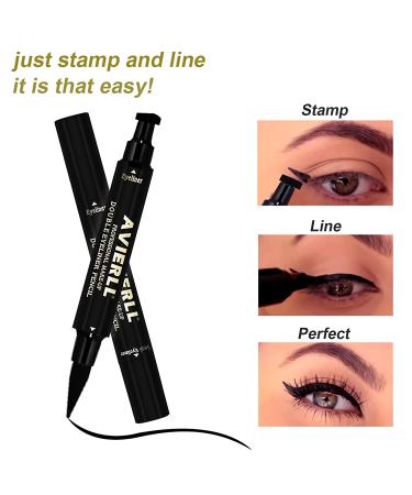 SUMEITANG 2 PCS Black Liquid Eyeliner - Cat Eye Stamp Winged Liner Pen Set for Long-Lasting, Waterproof & Smudgeproof Makeup - Buy Online on SooperMarket.com