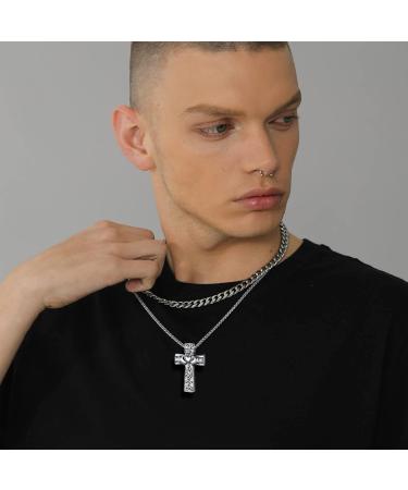 U7 Women's Cremation Urn Necklace - Celtic Knot Dog Feet Wings & Crucifix - Stainless Steel Cylinder Pendant - Fire Burial Jewelry - Buy Online on SooperMarket.com