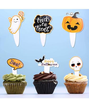 16Pcs Cake Toppers Halloween Cupcake Toppers Cake Insert Cards For Party Cake Decoration Halloween Cupcake Toppers - Buy Online on SooperMarket.com