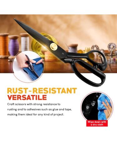 Premium 9-inch Fabric Scissors for Sewing - High Density Carbon Steel Shears with Bonus Measuring Tape for Fabric, Leather, and Metal Cutting - Buy Online on SooperMarket.com