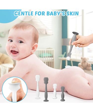 4 Pack Soft Silicone Baby Diaper Cream Spatula Applicator Set - Mini Rash Cream Brush for Newborns (White Gray) - Buy Online on SooperMarket.com