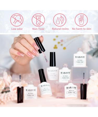 RARJSM Icy Jelly Gel Nail Polish Set of 6 Translucent Colors Sheer Rose Nude Tone Gel Polish LED UV Gel Clear Milky Light Pink Red Brown French Manicure Curing Requires 7.5ml DIY Home Nail Salon Icy Jelly Set - Buy Online on SooperMarket.com