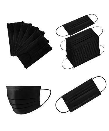 100PCS Black Disposable Face Masks with 3 Layer Protection and Adjustable Ear Loops - Buy Online on SooperMarket.com