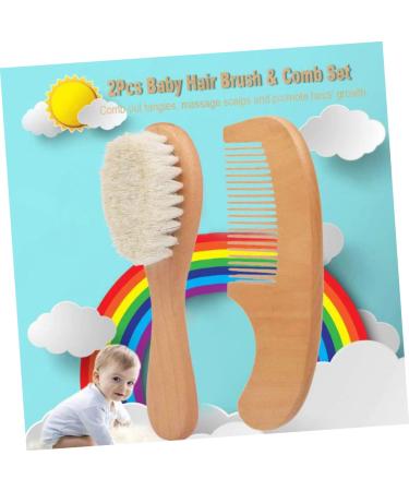 Healeved 2pcs Toddler Baby Brushes for Hair - Baby Gift Set with Wooden Comb and Bath Brush - Baby Grooming Essentials - Buy Online on SooperMarket.com