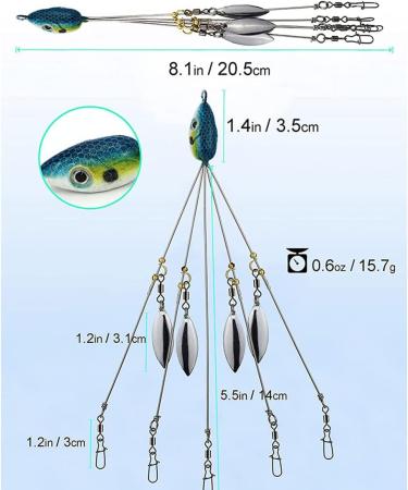 Giyofom Umbrella Rigs for Bass & Stripers Fishing | Freshwater Swimbait Bait Rig Set - Blue  - Buy Online on SooperMarket.com