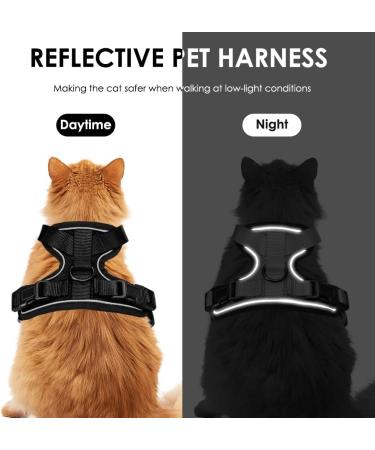 Breakproof Cat Leash Set & Adjustable Soft Kitten Vest - Reflective Stripes Black XS - Perfect for Small Kittens - Buy Online on SooperMarket.com