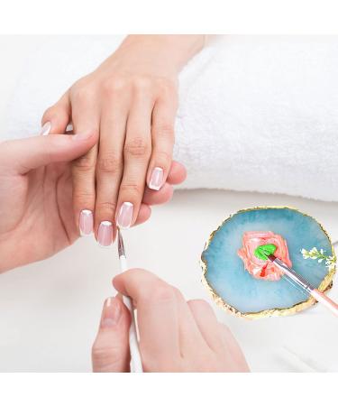 Resin Nail Art Palette Set - White and Blue | 2 Pieces Nail Gel Color Display Board with Gold Edge - Cosmetic Mixing Tools for Nail Painting - Buy Online on SooperMarket.com