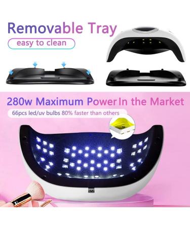 UV LED Nail Lamp 280W | Quick-Drying Nail Dryer with 66 LEDs Car Sensor & 4 Timer Settings - Portable & Spacious Nail Tool Set - Buy Online on SooperMarket.com
