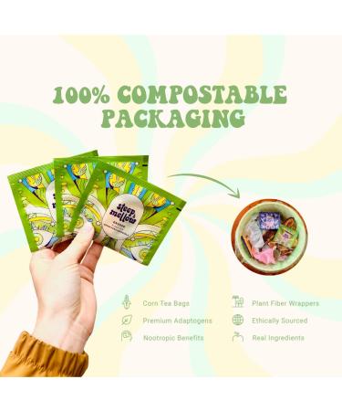 Steep & Mellow Functional Mushroom Green Tea | 14 Count | 100% Compostable Packaging - Buy Online on SooperMarket.com