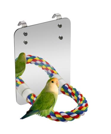 Bird Mirror Perches Rope for Cage Parrot/Budgies/Small Birds/Cockatiels/Parakeet Colorful Stand Toy