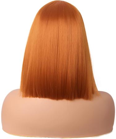 MapofBeauty 12 Inch/30 cm Straight Bob Flat Bangs Short Colorful Synthetic Hair Cosplay Party Wig (Orange) - Buy Online on SooperMarket.com