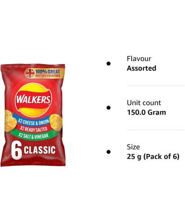 Walkers Classic Variety Crisps 6x25g - Buy Online on SooperMarket.com